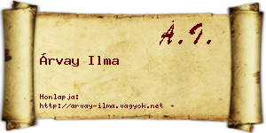 Árvay Ilma névjegykártya